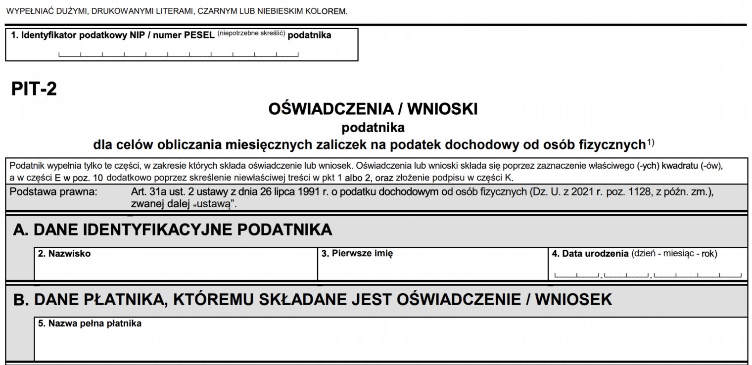 Jak Wypełnić Pit 2 Instrukcja Krok Po Kroku Blog Infakt 3394